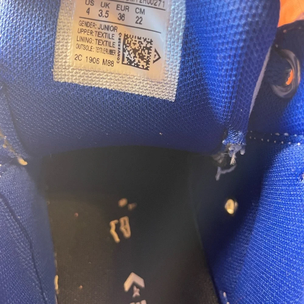 Kids Converse high top royal blue/white shoes